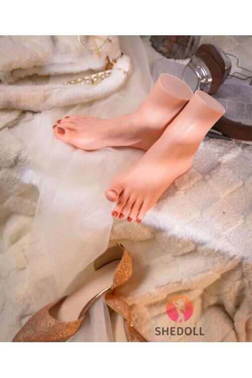 SHEDOLL 矽膠腳模美甲款｜1:1真人比例可動趾骨｜醫用級模擬足部模型（攝影/教學專用）